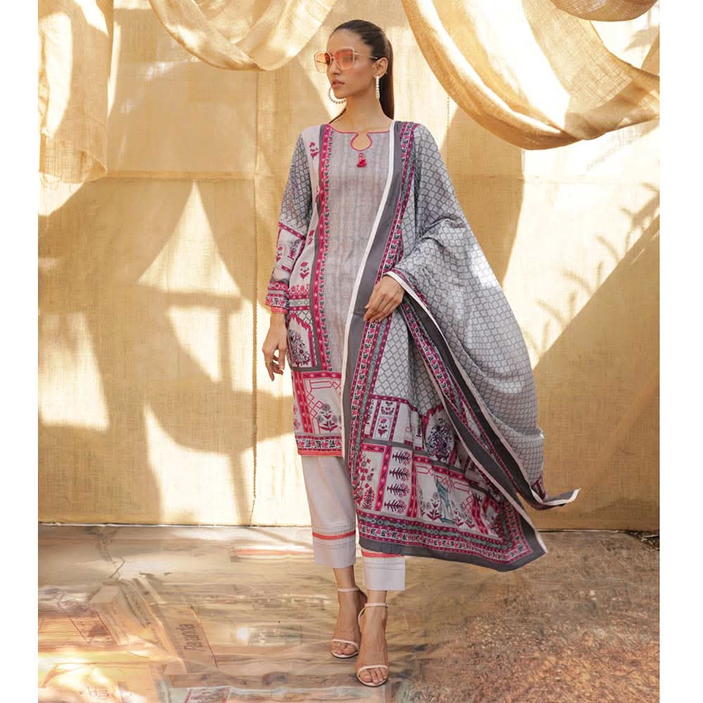 Sahil Printed Lawn 3 Piece Un-Stitched Suit Vol 04 - ZS 08, Women, 3Pcs Shalwar Suit, ZS Textiles, Chase Value
