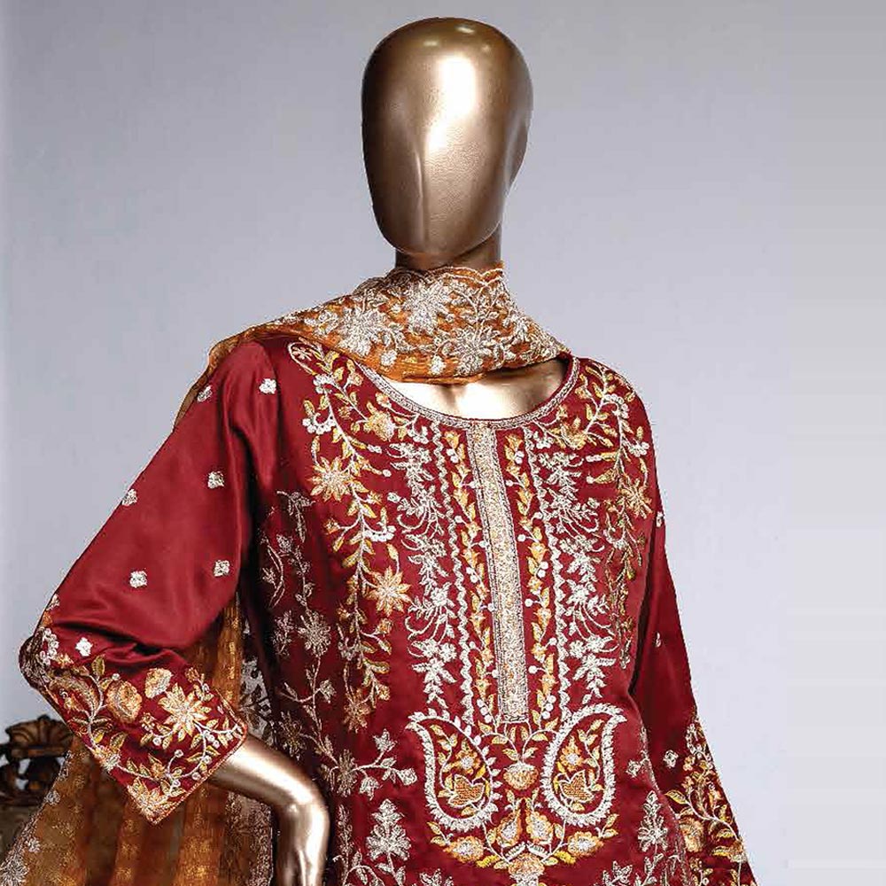 Zoya Embroidered Silk 3 Piece Un-Stitched Suit - 1, Women, 3Pcs Shalwar Suit, Rivaaj, Chase Value