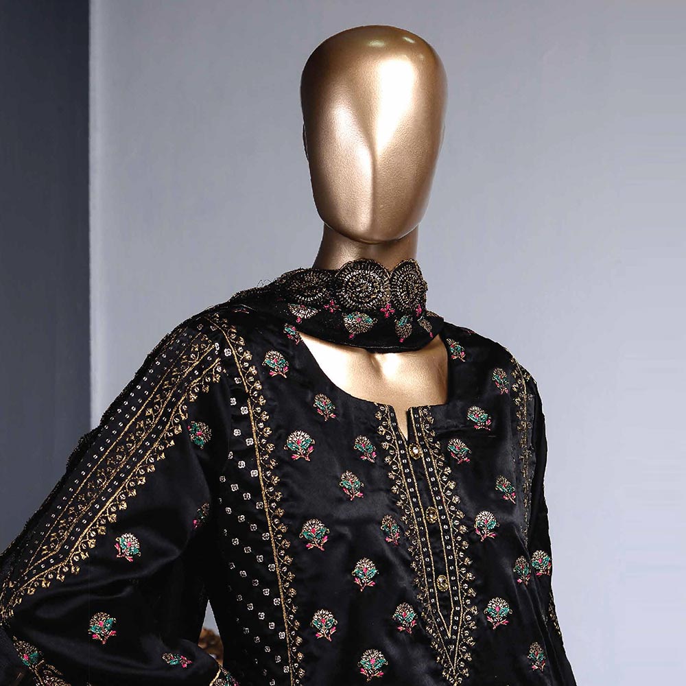 Zoya Embroidered Silk 3 Piece Un-Stitched Suit - 3, Women, 3Pcs Shalwar Suit, Rivaaj, Chase Value