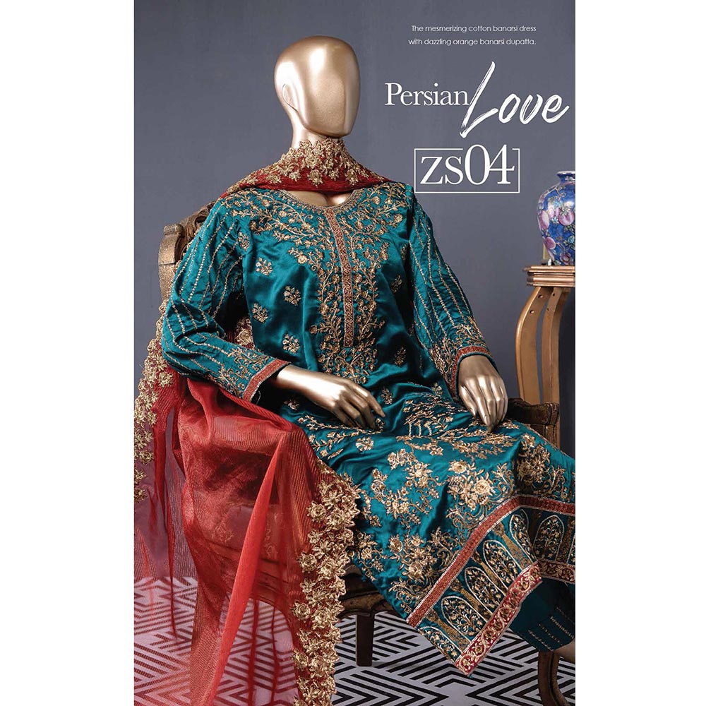 Zoya Embroidered Silk 3 Piece Un-Stitched Suit - 4, Women, 3Pcs Shalwar Suit, Rivaaj, Chase Value